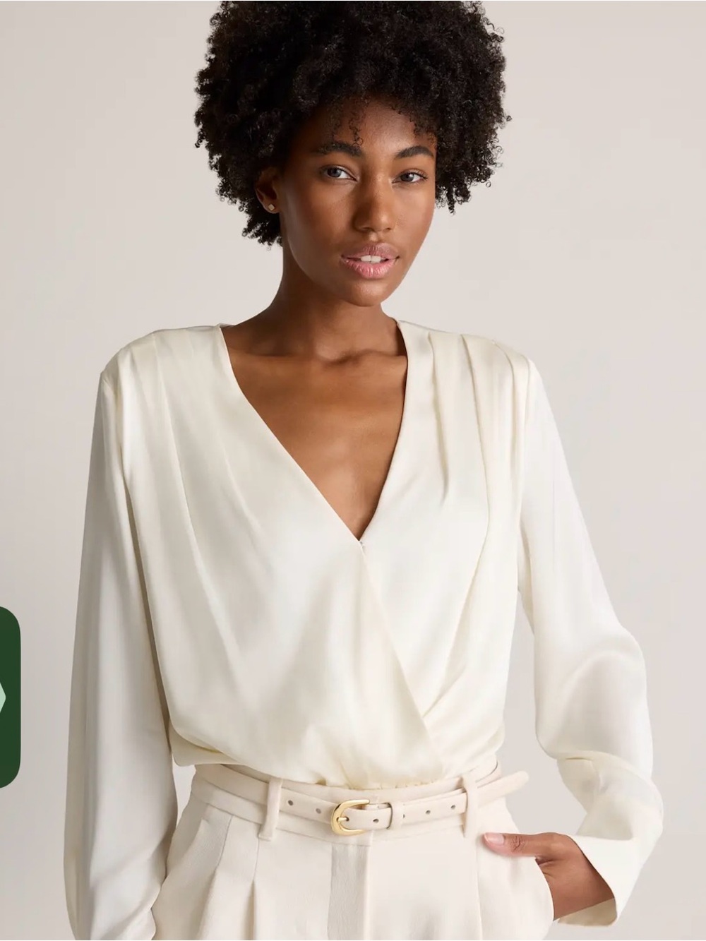 Quince Washable Silk Surplice | Size Medium | Cream - Picture 3 of 6